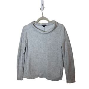 J Crew Mercantile Pullover Sweater Women Medium Gray Cowl Neck Pockets Casual